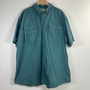 Gander Mountain TechUV Fishing Shirt Vented Back Teal Button Front Men’s 3XLT